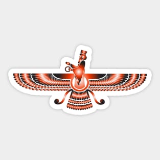 Faravahar - Zoroaster symbol design in red -Zoroastrianism religion of fire Sticker